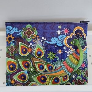 Blue Q Blue Peacock Design Jumbo (9" x 7") Zipper Pouch